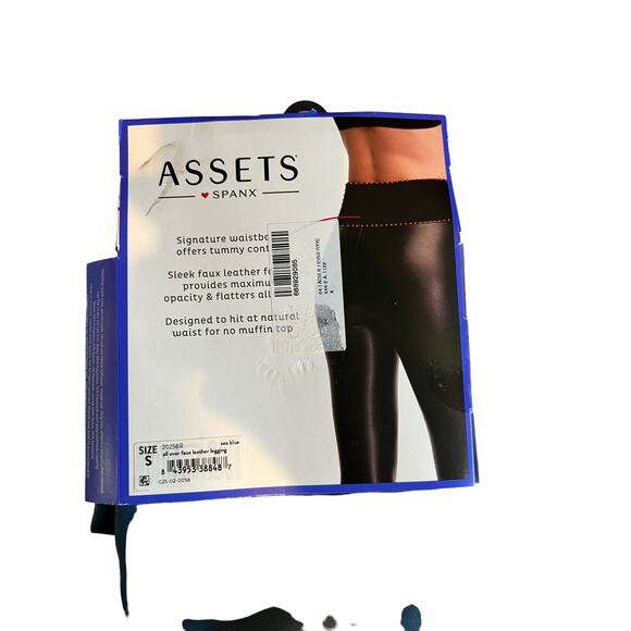 Assets by Spanx Faux Leather Shaping Leggings Sea Blue S - Picture 3 of 7